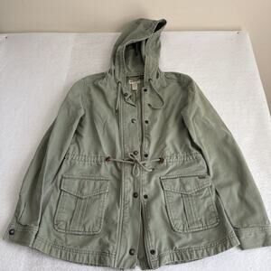 Levis Womens XS Green Zip Snap Tie Waist Military Utility Field Jacket